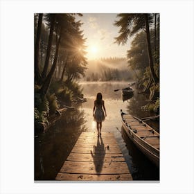 Girl On A Dock 2 Canvas Print
