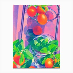 Kumquat 1 Risograph Retro Poster Fruit Canvas Print