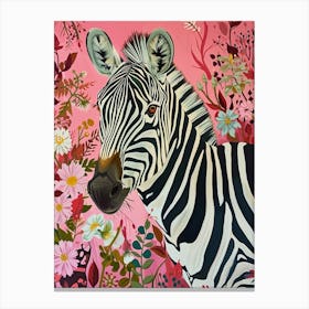 Floral Animal Painting Zebra 3 Canvas Print