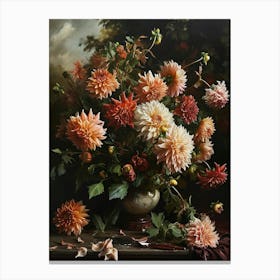 Baroque Floral Still Life Dahlia 3 Canvas Print