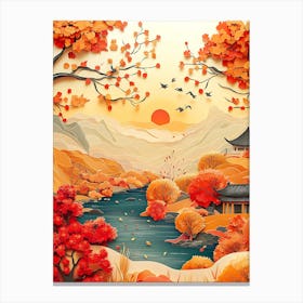 Beautiful Landscape Paper Craft Style 8 Canvas Print