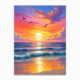 Sunset At The Beach 12 Canvas Print