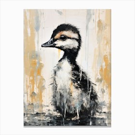 Textured Painting Of A Duckling Black & White Collage Style 2 Canvas Print