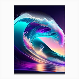 Surfing On Wave At Sea, Waterscape, Waterscape Holographic 1 Canvas Print