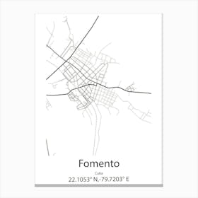 Fomento,Cuba Minimalist Map Canvas Print