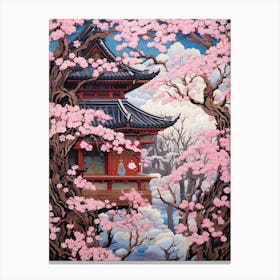 Cherry Blossoms Japanese Style Illustration 6 Canvas Print