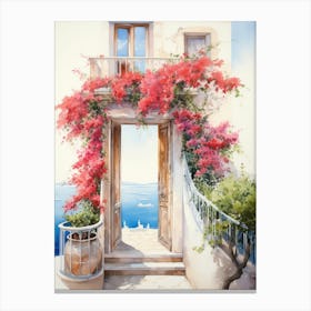 Amalfi, Italy   Mediterranean Doors Watercolour Painting 11 Canvas Print