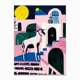 Goat In Pink House Canvas Print