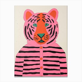 Pink Polka Dot Bengal Tiger 1 Canvas Print