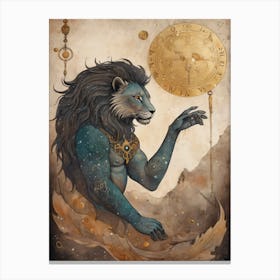 Astral Card Zodiac Leo Old Paper Painting (27) Canvas Print