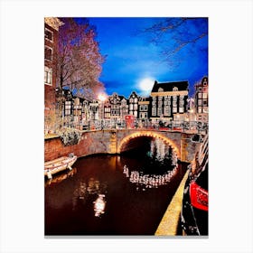 Amsterdam At Night Canvas Print