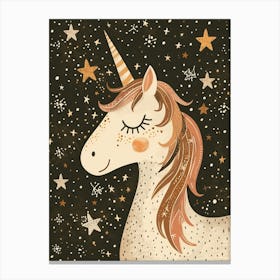 Unicorn With The Stars Muted Mocha Pastels 2 Canvas Print