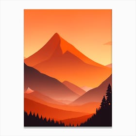 Misty Mountains Vertical Composition In Orange Tone 107 Canvas Print