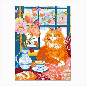 Tea Time With A Persian Cat 3 Canvas Print