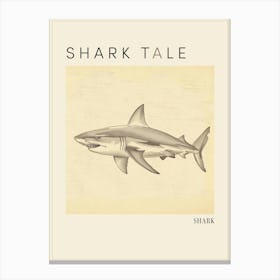 Vintage Shark Pencil Illustration 5 Poster Canvas Print