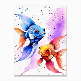 Twin Goldfish Watercolor Painting (19) Canvas Print