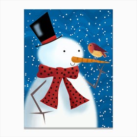 The Snowman and the Robin Canvas Print