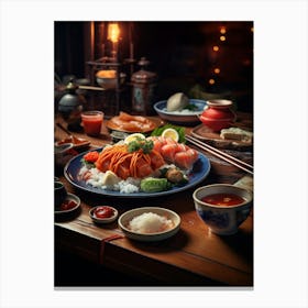 Asian Food On A Table Canvas Print