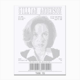 Receipt Art Gillian Anderson 1 Canvas Print