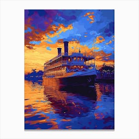 Steamboat Natchez Minimal Painting 4 Canvas Print