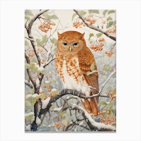 Winter Bird Painting Eastern Screech Owl 2 Canvas Print