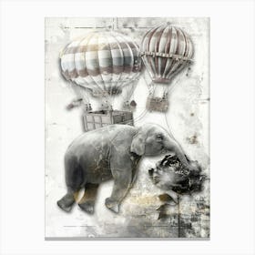 Elephant Balloons Surreal Illustration Art 02 Canvas Print