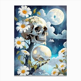 Surrealist Floral Skull Painting (18) Canvas Print