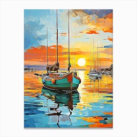 Sunset Boat Painting 1 Canvas Print