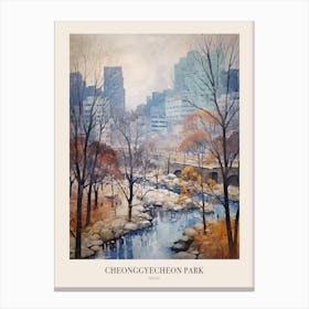 Winter City Park Poster Cheonggyecheon Park Seoul 4 Canvas Print