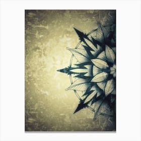 Abstract Flower, mandala , geometry , geometric design, art, sharp shapes, half circle, textured, gold, yellow Canvas Print