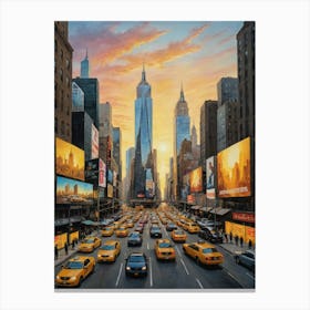 Times Square At Sunset Canvas Print