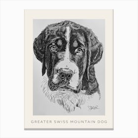 Greater Swiss Mountain Dog Line Sketch 2 Poster Canvas Print