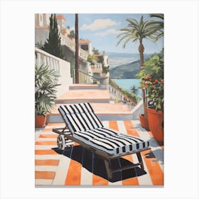 Sun Lounger By The Pool In Cartagena Spain Canvas Print