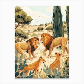 Barbary Lion Interaction Illustration 3 Canvas Print