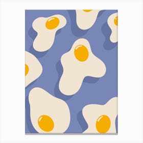 Fried Eggs Kitchen/Dining Room Blue Canvas Print