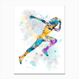 Running Woman In Watercolor Canvas Print