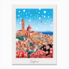 Poster Of Cagliari, Italy, Illustration In The Style Of Pop Art 1 Canvas Print