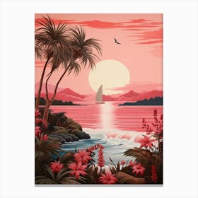 A Pretty Illustration Showcasing A Sailboat And The Ocean 2 Canvas Print