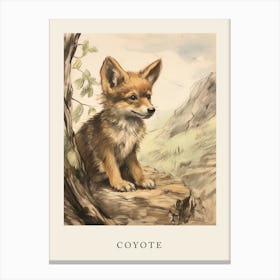 Beatrix Potter Inspired  Animal Watercolour Coyote 4 Canvas Print
