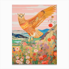 Maximalist Bird Painting Great Horned Owl 1 Canvas Print