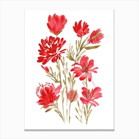 Blooming Red Flowers Canvas Print