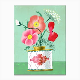 Poppies In Jasmine Tea Canvas Print