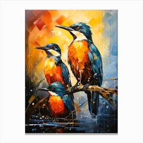 Celestial Birds Feathers In The Sky Canvas Print