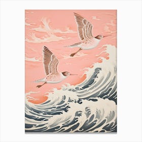Vintage Japanese Inspired Bird Print Dunlin 1 Canvas Print
