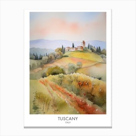 Tuscany Italy Watercolour Travel Poster 3 Canvas Print