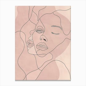 Minimalist Portrait Line Pink Woman 4 Canvas Print