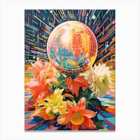 Disco Ball And Peonies Still Life 0 Canvas Print