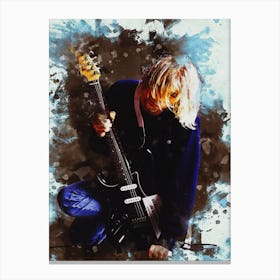 Smudge Kurt Cobain And Guitar Canvas Print