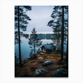 Night on the moody lake Canvas Print