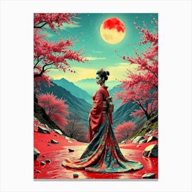 Geisha Creative Color Painting Canvas Print